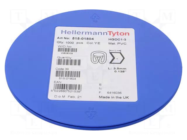 Markers; Marking: ; 1÷3mm; PVC; yellow; -65÷105°C; leaded; HGDC1-3 HELLERMANNTYTON HGDC1-3.-PVC-YE