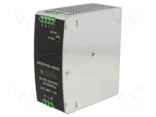 Power supply: switching; for DIN rail; 240W; 48VDC; 5A; -40÷70°C AIMTEC AMEDP240-48SNZ