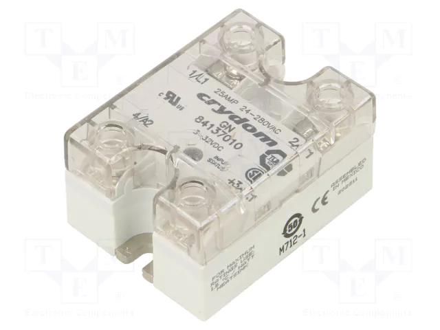 Relay: solid state; Ucntrl: 3÷32VDC; 25A; 24÷280VAC; GN; 1-phase SENSATA / CRYDOM GN-25A