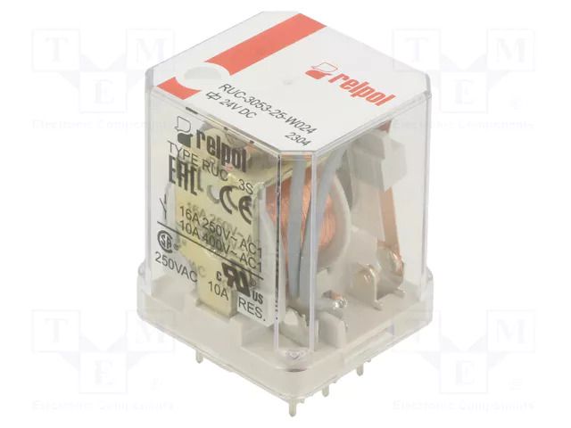 Relay: electromagnetic; 3PST-NO; Ucoil: 24VDC; Icontacts max: 16A RELPOL RUC-3053-25-W024