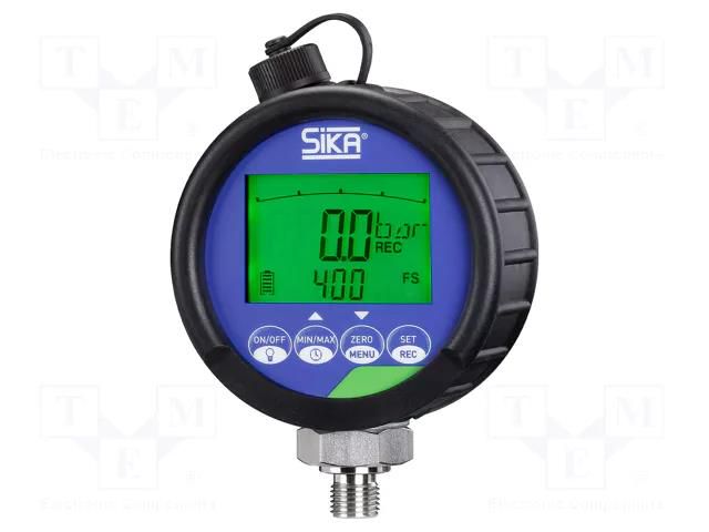 Digital pressure gauge; Working press: 0÷160bar; Ø: 90mm; ±0.5% SIKA EME8REF-E2L0160