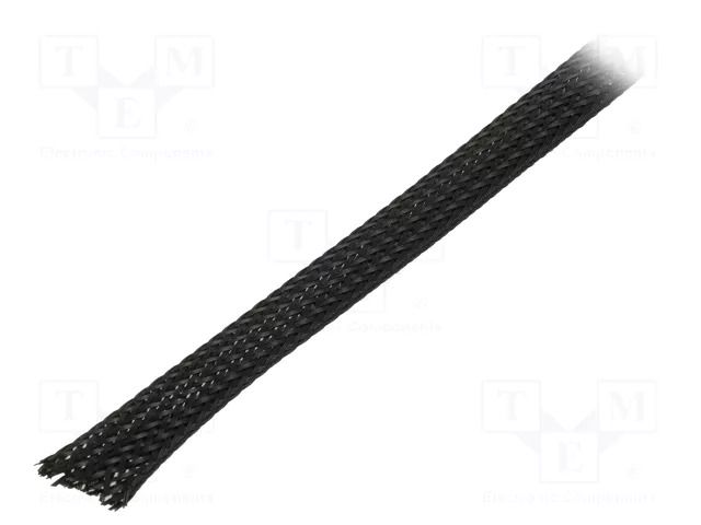 Braid; ØBraid : 5÷12nom.8mm; polyester; black; L: 100m; UL94V-2 BM GROUP BMGCP008MNE