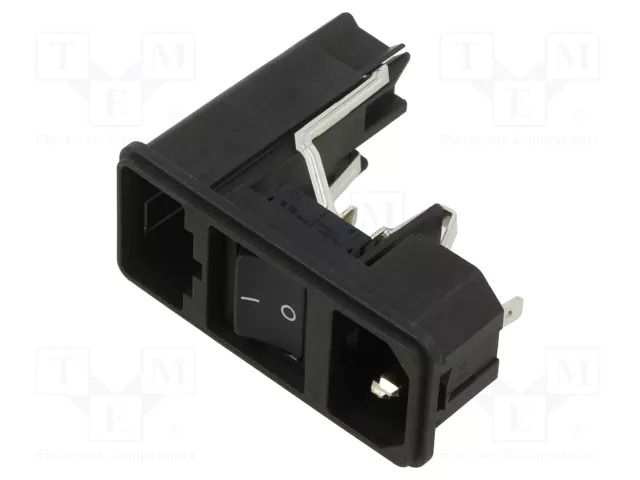 Male; snap-in; plug; 250V; 10A; Type: C14 (E); Des: on/off switch SCHURTER KD14.1101.107