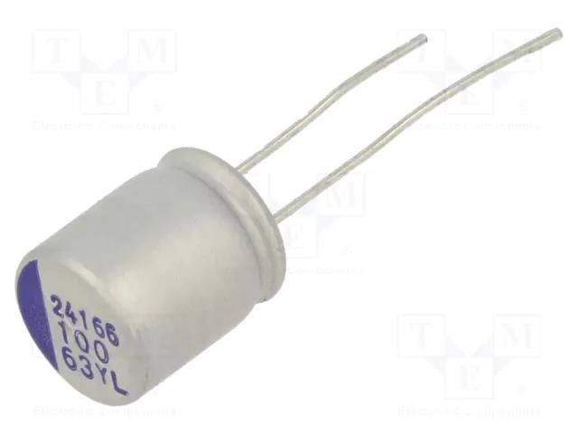 Capacitor: hybrid; THT; -55÷125°C; Body dim: Ø10x12mm; 100uF; 63VDC SAMWHA YL1J107M10012PA