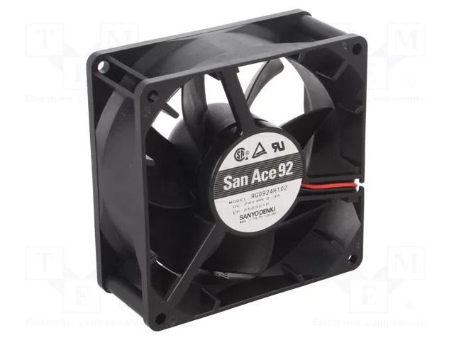 Fan: DC; axial; 24VDC; 92x92x38mm; 152.4m3/h; 43dBA; ball; 4000rpm SANYO DENKI 9G0924H102
