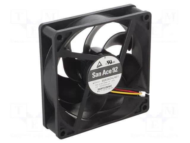 Fan: DC; axial; 24VDC; 92x92x25mm; 132m3/h; 43dBA; ball; 5000rpm SANYO DENKI 9GA0924J401