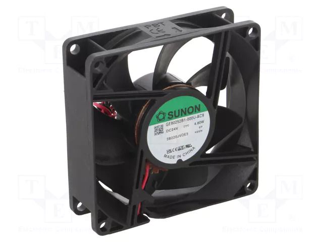Fan: DC; axial; 24VDC; 80x80x25mm; 101.9m3/h; 47.5dBA; ball; IP56 SUNON GE80252B1-AC9