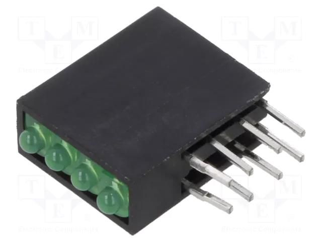 LED; in housing; 1.8mm; No.of diodes: 4; green; 20mA; Lens: diffused BIVAR H485CGD