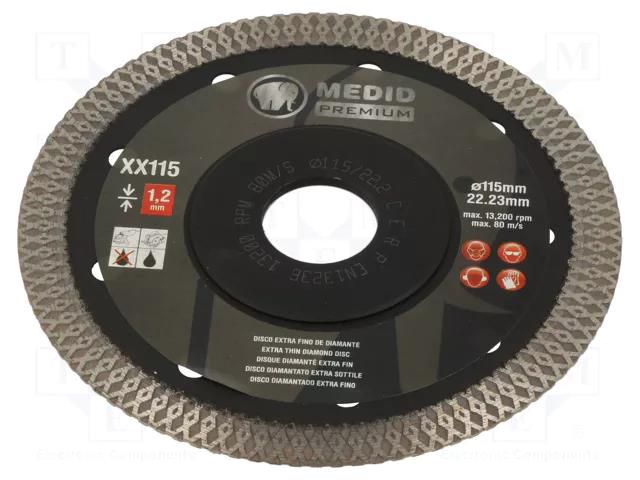 Cutting wheel; Ø: 115mm; Øhole: 22mm; Disc thick: 1.2mm MEDID MED.XX115