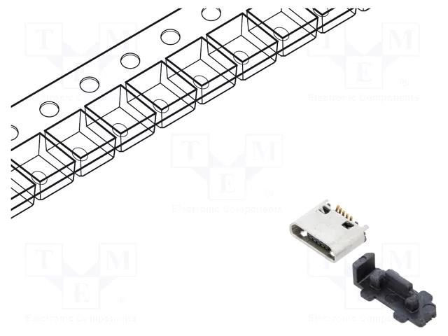 Connector: USB B micro; socket; SMT; PIN: 5; vertical; USB 2.0; 1.8A GCT USB3160-30-0070-0C