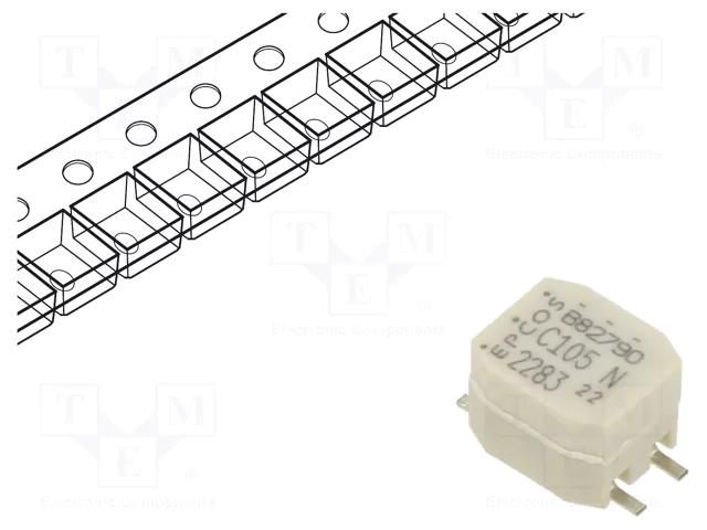 Inductor: common mode; SMD; 1mH; 500mA; 170mΩ; -30÷50%; 9x6x5.2mm EPCOS B82790C0105N240