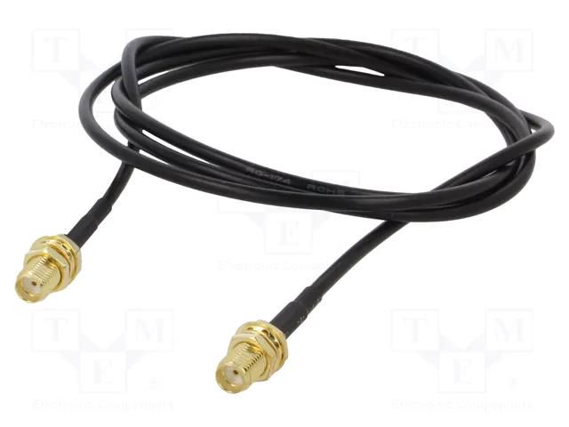 Cable; 1m; SMA female,both sides; black; straight; 50Ω ONTECK SMA-13-1.0