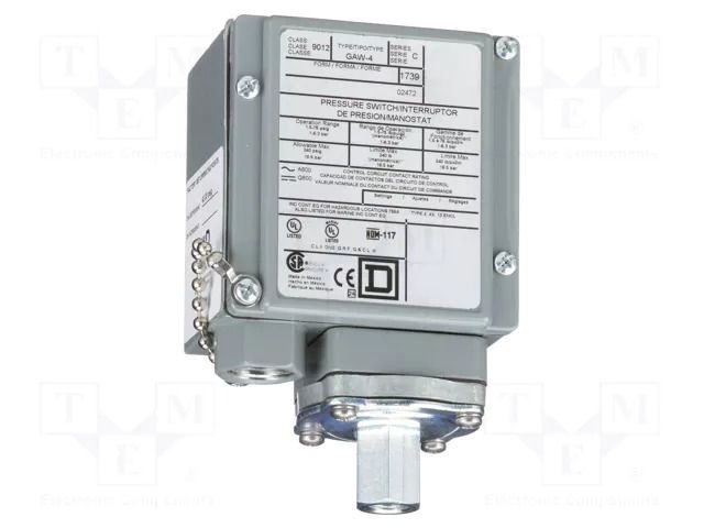 Module: pressure switch; relative pressure; 1.5÷75psi; 9012 TELEMECANIQUE SENSORS 9012GAW4