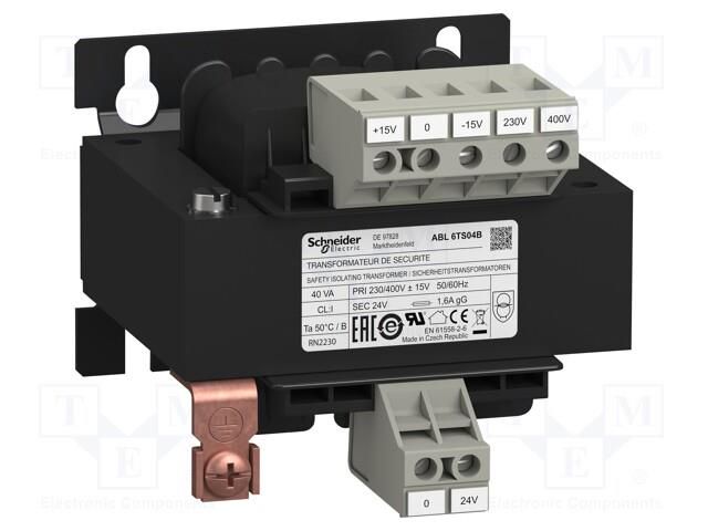 Transformer: mains; 63VA; 230VAC,400VAC; 24V; screw type; IP00 SCHNEIDER ELECTRIC ABL6TS04B