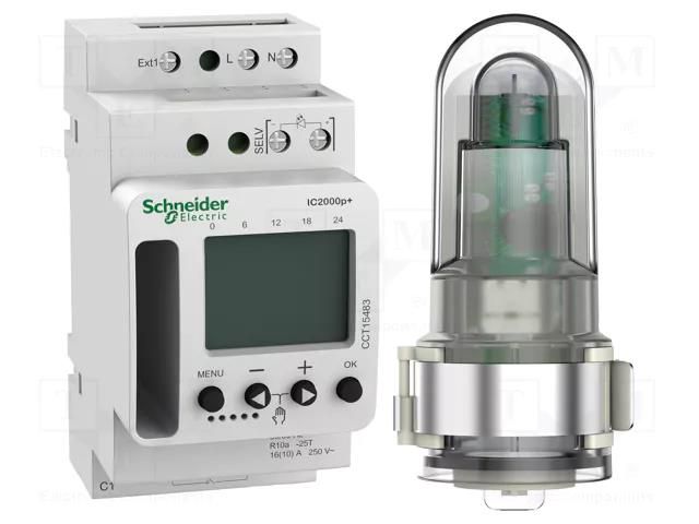 Twilight switch; for DIN rail mounting; 230VAC; SPDT; 250VAC/10A SCHNEIDER ELECTRIC CCT15483