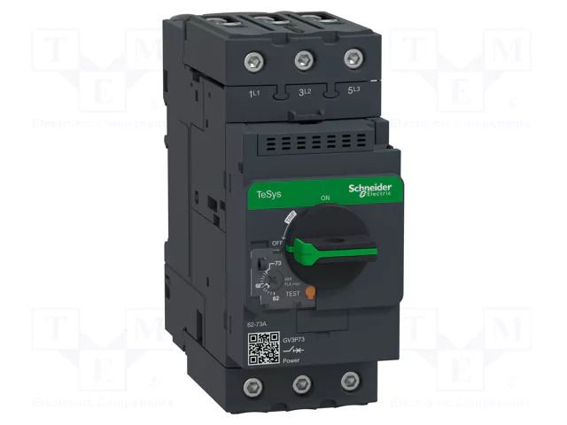 Motor breaker; 37kW; 230÷690VAC; for DIN rail mounting; IP20 SCHNEIDER ELECTRIC GV3P73