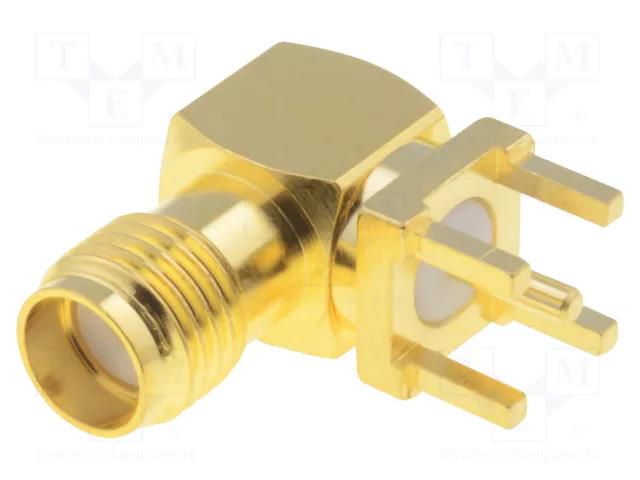 Connector: SMA; socket; female; angled 90°; THT; PTFE; gold-plated ADAM TECH RF2-03-T-00-50-G