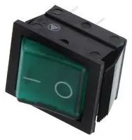 SWITCH, ROCKER, ILLUMINATED, DPST, 16A, 250VAC, GREEN C1353AABG2-602AW-B
