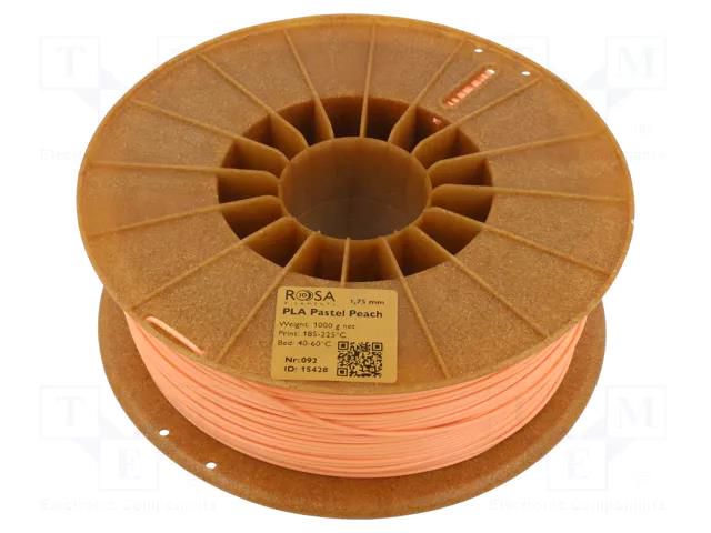 Filament: PLA Pastle; 1.75mm; peach; 185÷225°C; 1kg ROSA 3D ROSA-3906