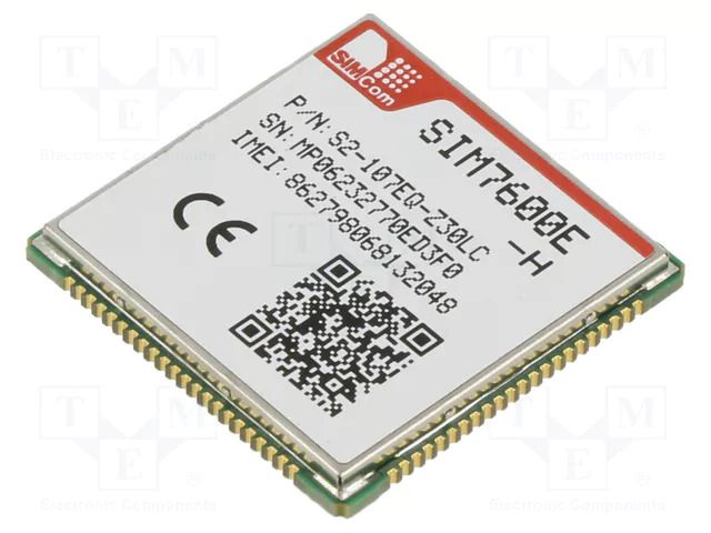Module: LTE; Down: 150Mbps; Up: 50Mbps; SMD; LTE CAT4; 30x30x2.9mm SIMCOM SIM7600E-H-107EQ