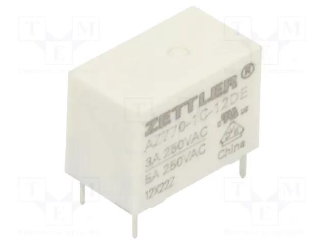 Relay: electromagnetic; SPDT; Ucoil: 12VDC; 5A; 3A/250VAC; 3A/30VDC ZETTLER AZ770-1C-12DE