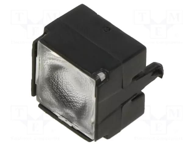 LED lens; square; transparent; Mounting: clip; Colour: black; 7.5mm LEDIL CP13666