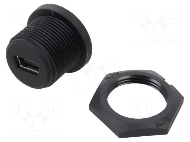 Connector: USB B mini; socket; for panel mounting,screw; THT AMPHENOL LTW NUB-20PMFP-SC7001