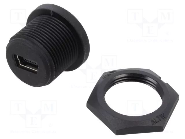 Connector: USB B mini; socket; for panel mounting,screw; THT AMPHENOL LTW NUB-20PMFP-SC7001