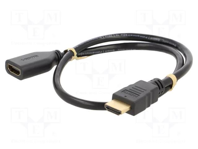 Cable; HDMI socket,HDMI plug; 0.5m; black; HDCP 2.2,HDMI 2.0 Goobay GOOBAY-61306