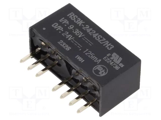 Converter: DC/DC; 3W; Uin: 9÷36VDC; Uout: 24VDC; Iout: 125mA; SIP8 RECOM RS3K-2424SZ/H3