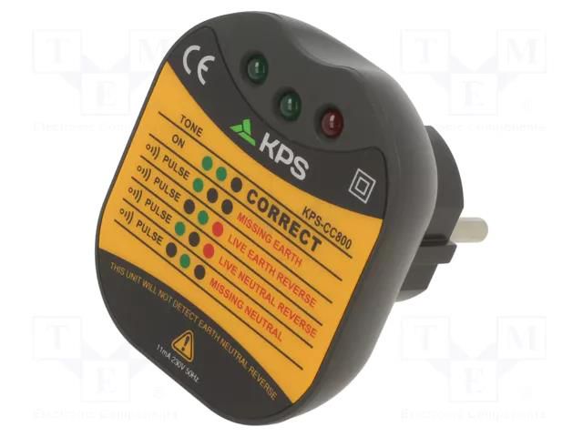 Tester: power socket; LEDs; 50÷60Hz; 230VAC KPS KPS-CC800