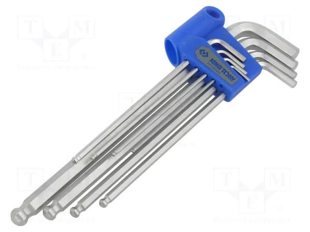 Wrenches set; hex key,spherical; long; 8pcs. KING TONY KT-20108MR