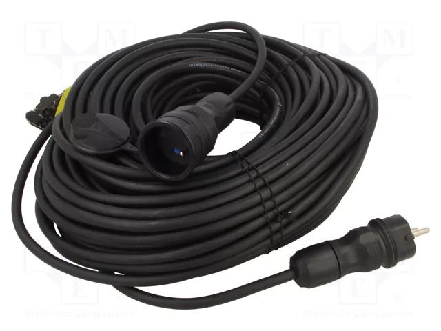 Extension lead; 3x1.5mm2; Sockets: 1; rubber; black; 50m; 16A KEL W-99186
