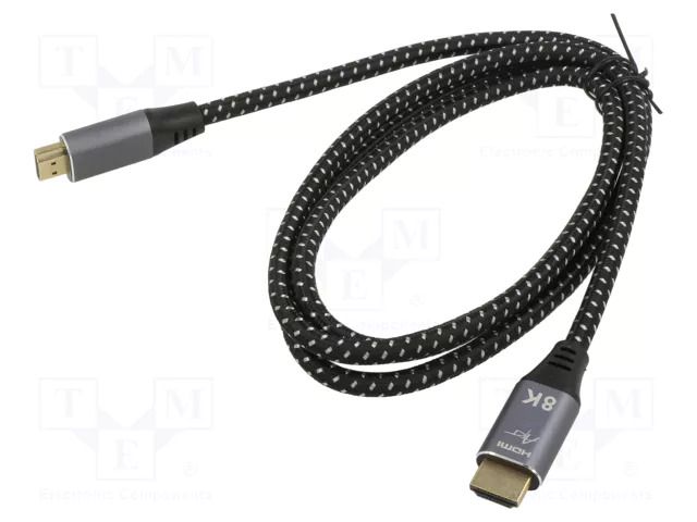 Cable; HDMI plug,both sides; textile; HDMI 2.1; 1.5m; black; 30AWG ART ART-AL-06