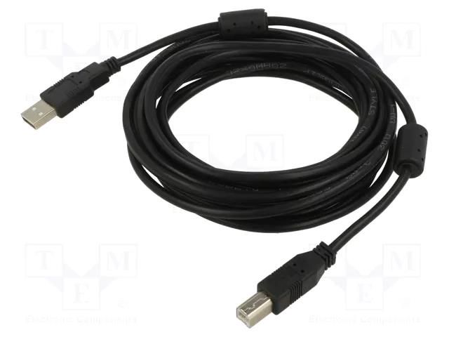 Cable; USB 2.0; USB A plug,USB B plug; 5m; black; Core: Cu ART ART-AL-OEM-102A
