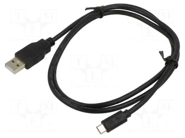 Cable; USB 2.0; USB A plug,USB B micro plug; 1m; black; Core: Cu ART ART-AL-OEM-106