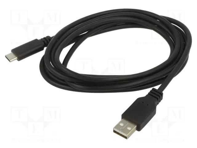 Cable; USB 2.0; USB A plug,USB C plug; 2m; black; Core: Cu; PVC ART ART-AL-OEM-119