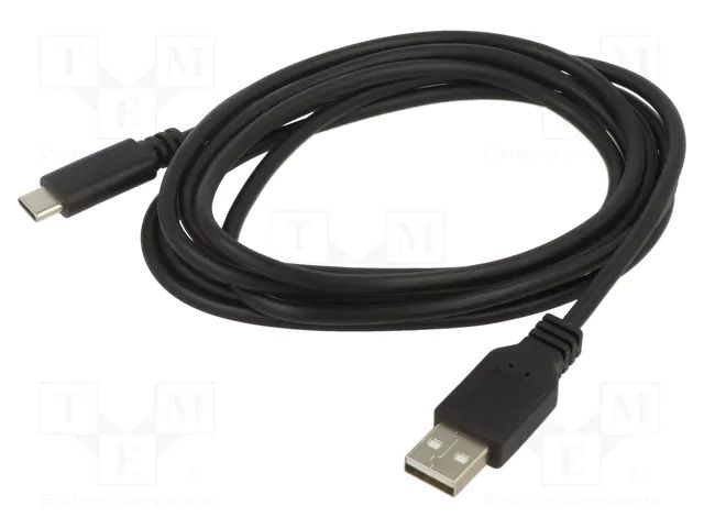Cable; USB 2.0; USB A plug,USB C plug; 2m; black; Core: Cu; PVC ART ART-AL-OEM-119