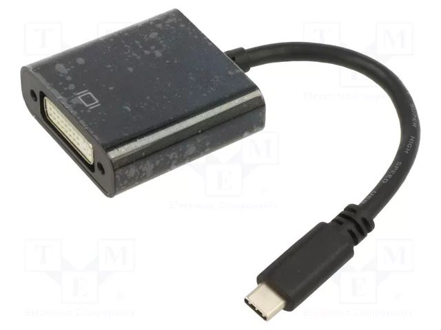 Adapter; DVI-I (24+5) socket,USB C plug; 0.15m; black ART ART-OEM-C10