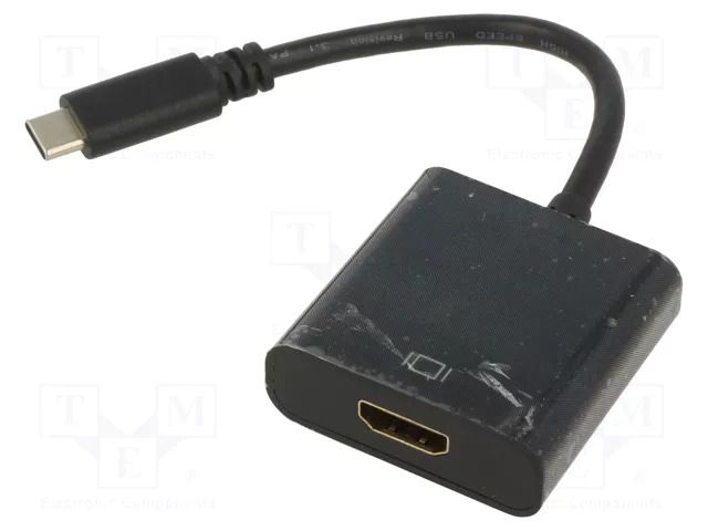Adapter; HDMI 1.4; HDMI socket,USB C plug; 0.15m; black ART ART-OEM-C7