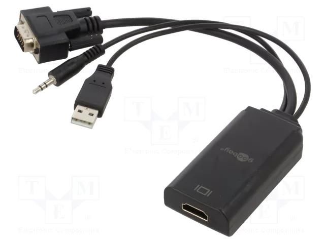 Converter; Support: 1080p,FullHD; black Goobay VGA-HDMI-ADAP01