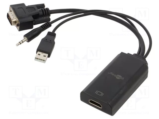 Converter; Full HD 1080p; black; black GOOBAY VGA-HDMI-ADAP01