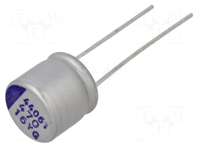 Capacitor: hybrid; THT; -55÷125°C; Body dim: Ø10x9.5mm; 470uF; ±20% SAMWHA YG1C477M1009MBB