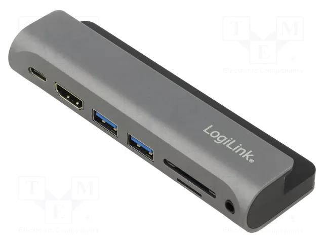 Hub USB; HDMI 2.0,USB 3.0,USB 3.2; grey LOGILINK UA0385