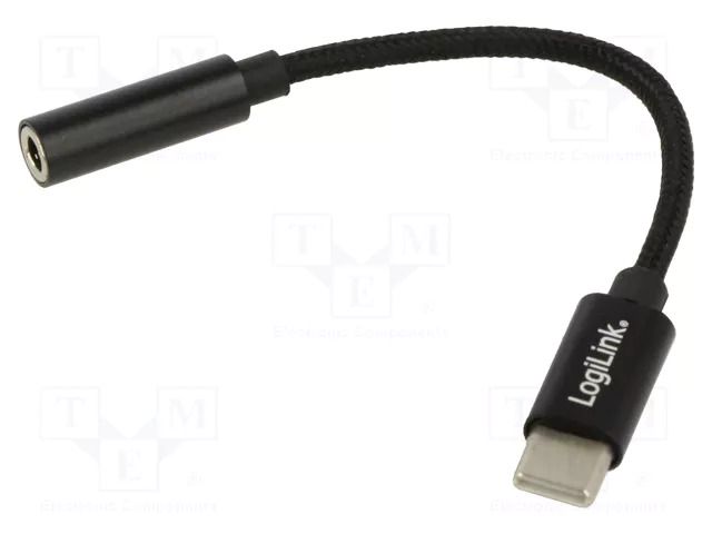 Adapter; Jack 3.5mm 4pin socket,USB C plug; 0.13m; textile LOGILINK UA0398