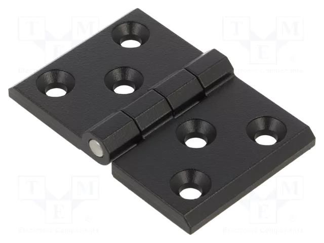 Hinge; Width: 76mm; zinc alloy; black; H: 50mm; Holes no: 6 RST ROZTOCZE 3.510.22