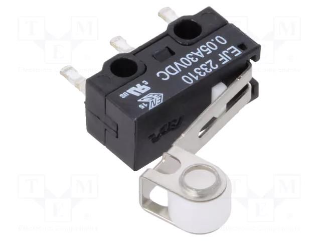 Microswitch SNAP ACTION; 0.05A/30VDC; with lever (with roller) ECE EJF2331000