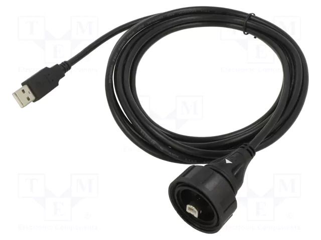 Cable; USB Buccaneer; USB A plug,USB B plug; 3m; IP68 BULGIN PX0840/B/3M00