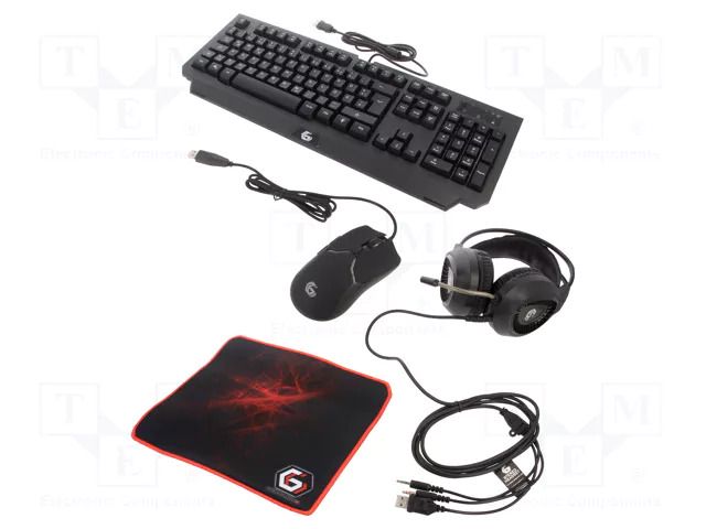 Gaming kit; black,red; Jack 3,5mm,USB A; DE layout,wired; 1.8m GEMBIRD GGS-UMGL4-01-DE