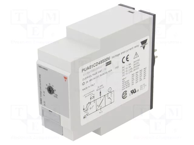 Voltage monitoring relay; 24÷48VAC; 24÷48VDC; socket; SPDT; IP20 CARLO GAVAZZI PUA01CD48500V